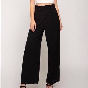 Palazzo Pants with Pockets and Side Button Detail